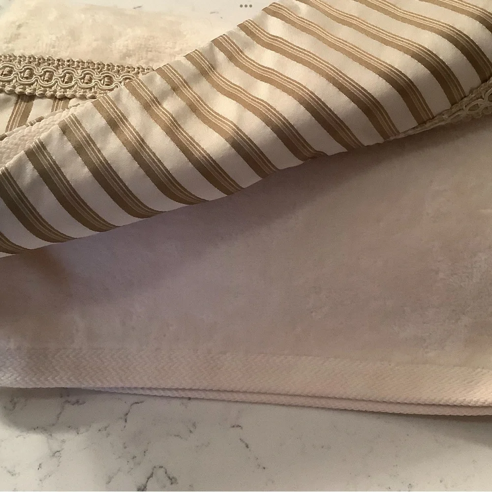 Sherry Kline taupe stripe embellished decorative bath towel 100% cotton 50x27